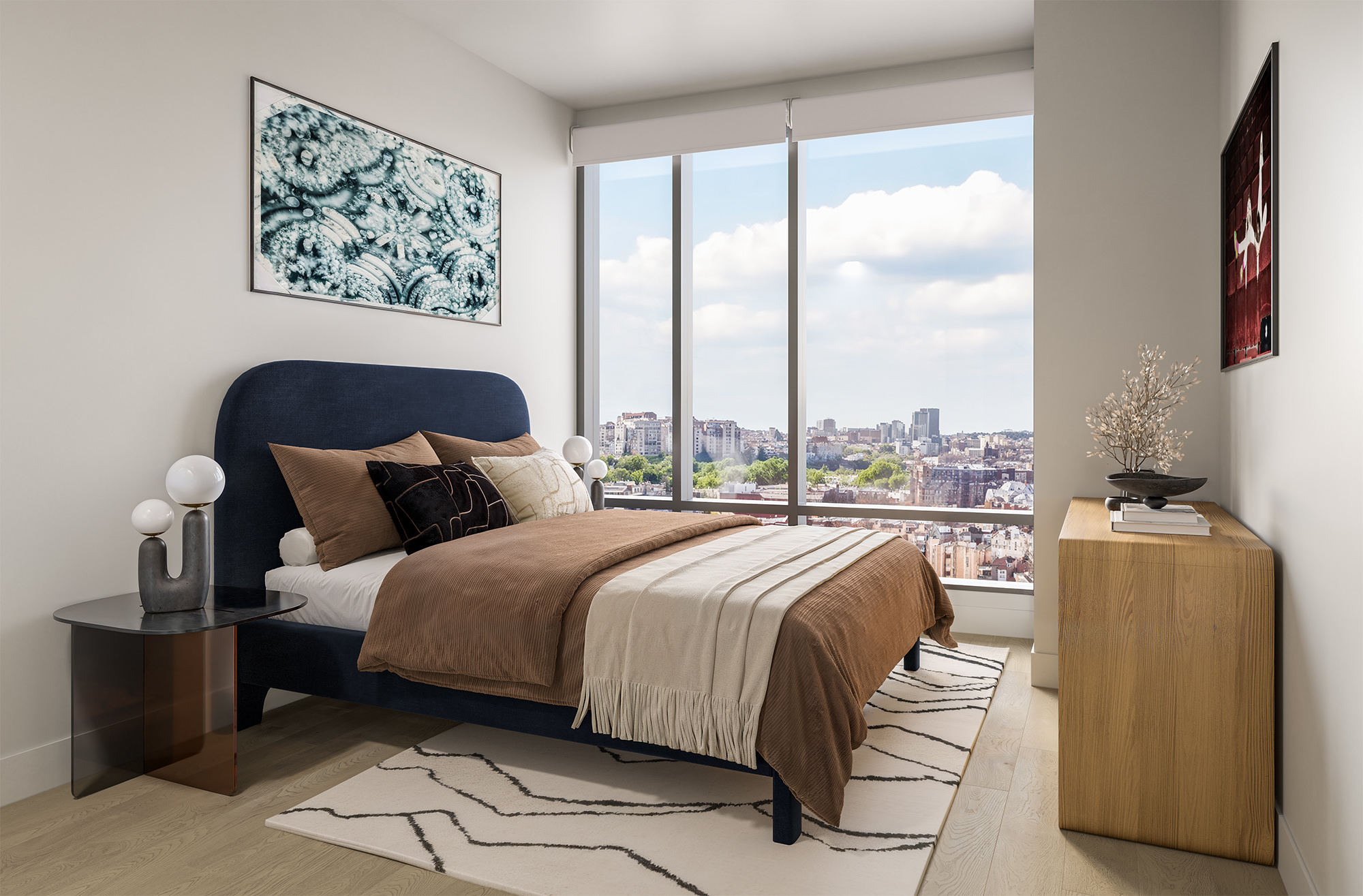 Lyra model apartment bedroom - Boston, MA