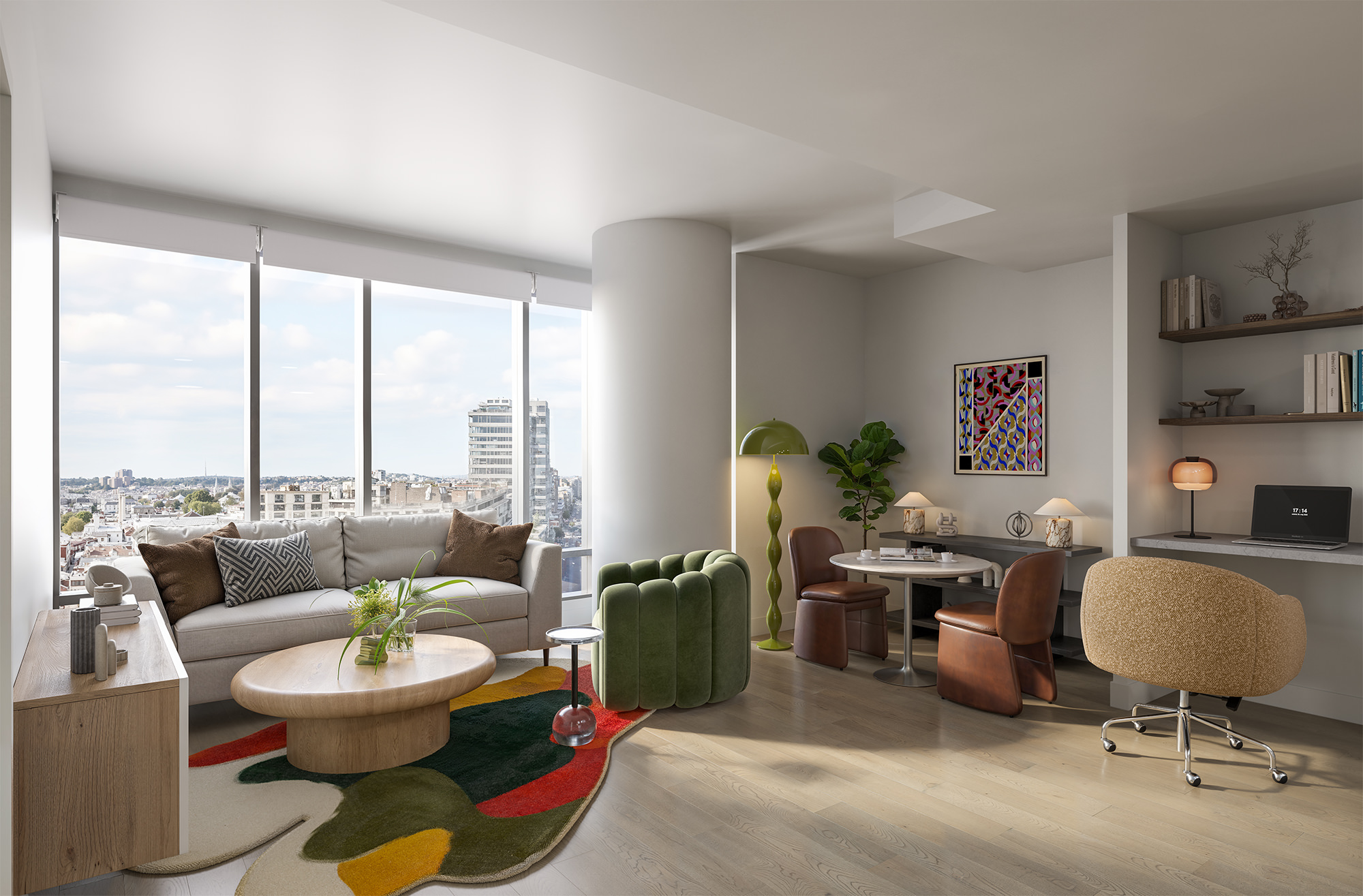 Lyra model apartment living room - Boston, MA
