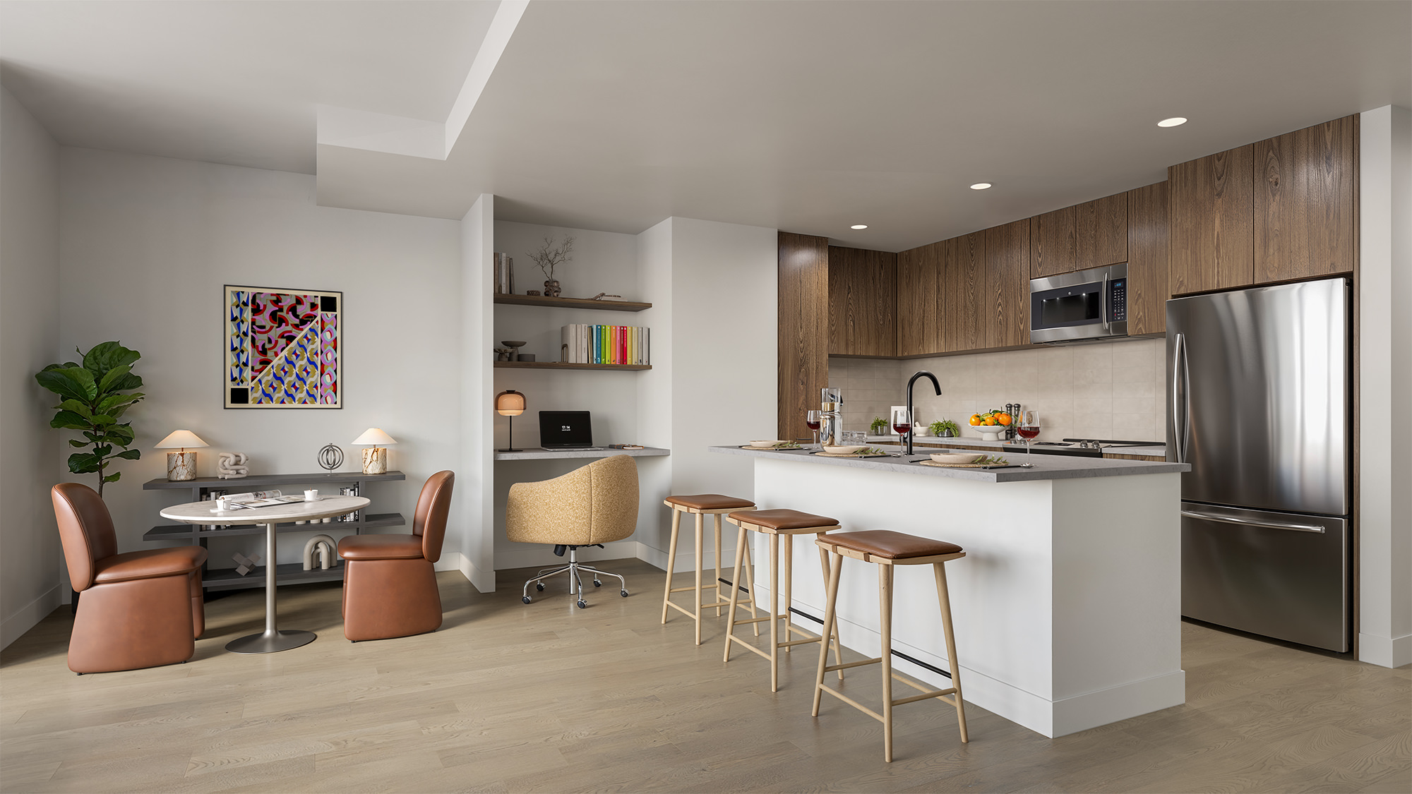 Lyra model apartment living area - Boston, MA